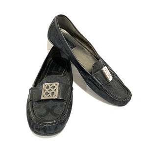 Coach black logo canvas driving loafers flats ladies casual shoes US size 8B